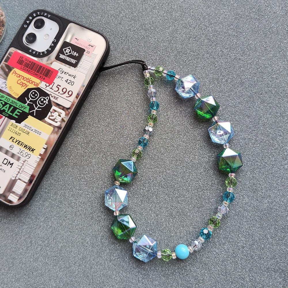 Crystal Phone Wrist Strap 30cm+5cm Detachable Anti Theft Phone Strap Chain Keychain Beaded Lanyard