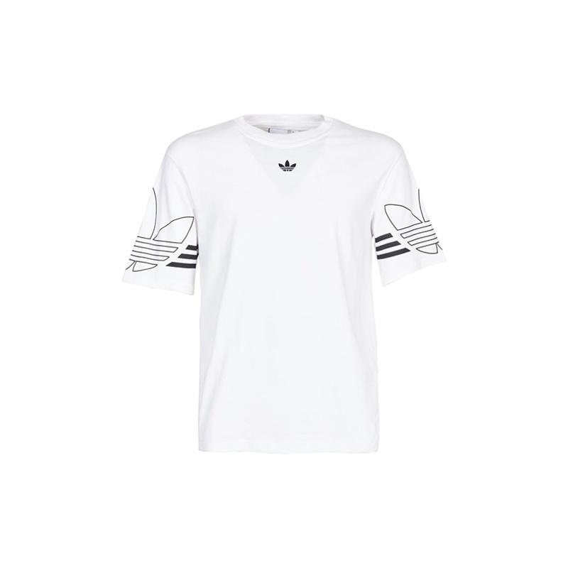 adidas originals Outline Tee Round Neck Short Sleeve White Men s DU8536 L