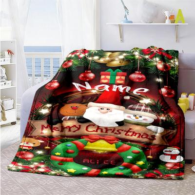 Christmas Customize Your Name Blanket Cozy Customizable Blanket Comfortable Perfect for Seaside Bedding Chair Bed Four Seasons Universal