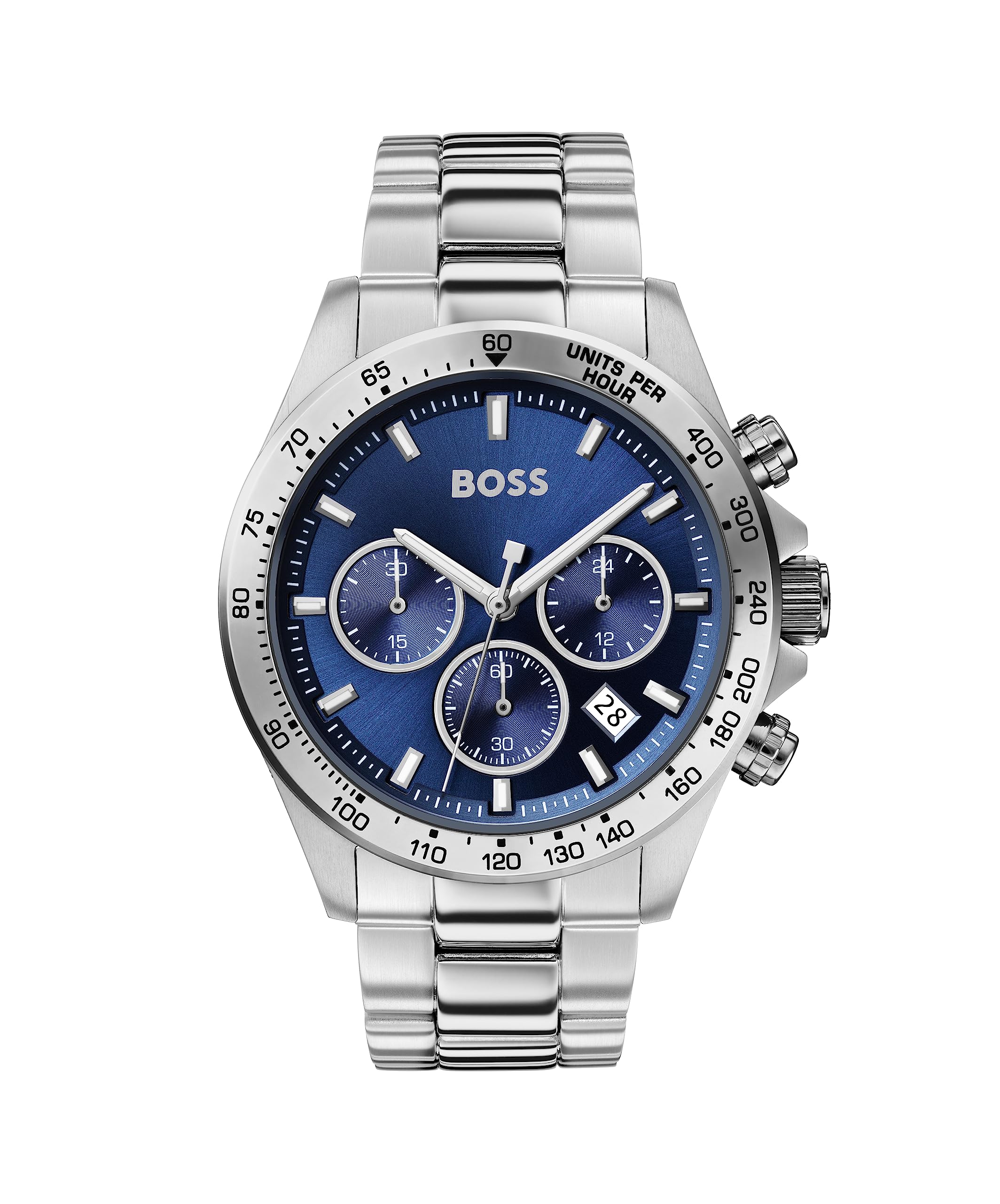 BOSS Men's 43 mm Chronograph Quartz Watch Hero Collection with Stainless Steel Bracelet Link or Mesh, Date Function, 3 Sub-Dials, 5ATM Water Resistant - Image 4