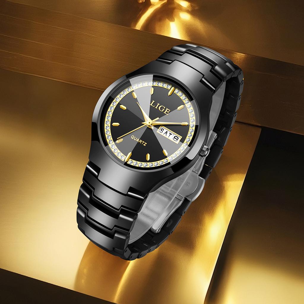 LIGE Top Brand Luxury Elegant Women Watch Ceramic Ladies Watch Waterproof Clock Week Calendar Fashion Quartz Relogios Masculino