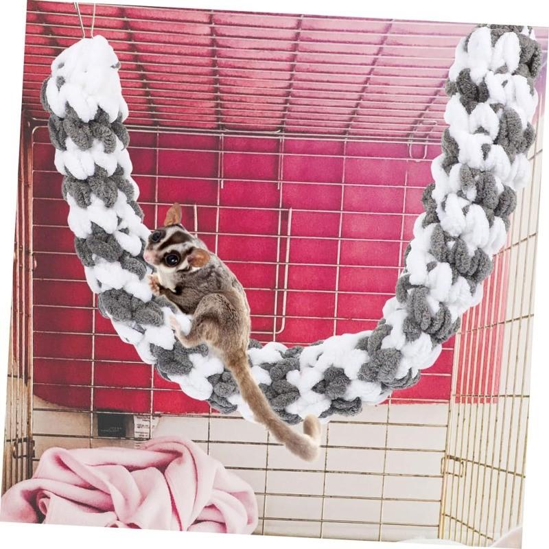 Practical Hamster Climbing Rope Thick Soft Swing Braided with Hanging Lock Buckle Rat Toy Guinea Parrot