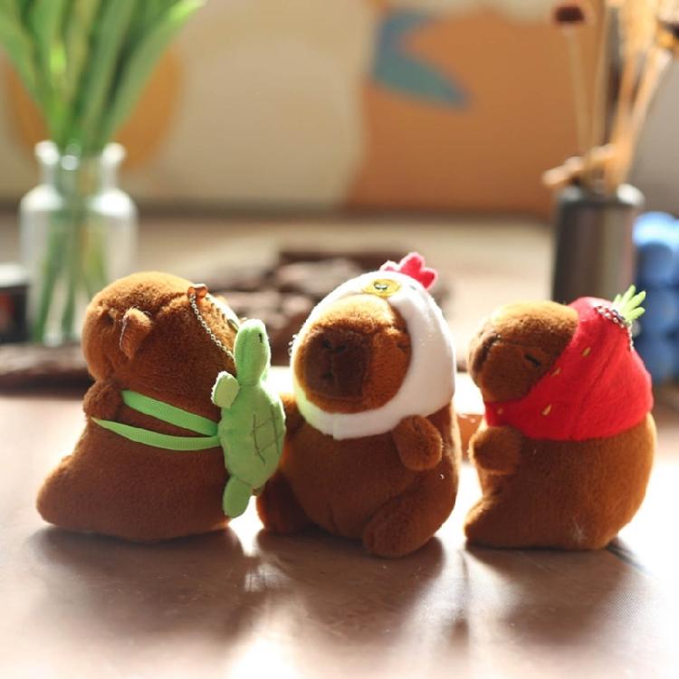 Cute Capybara Keychain Plush Bag Charm Accessory Adorable Stuffed Doll Keyring
