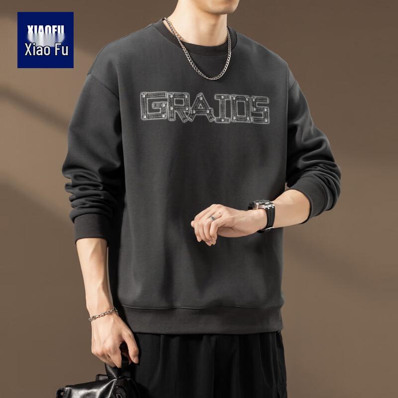 Men s Casual Crew Neck Letter Print Sweatshirt 2XL