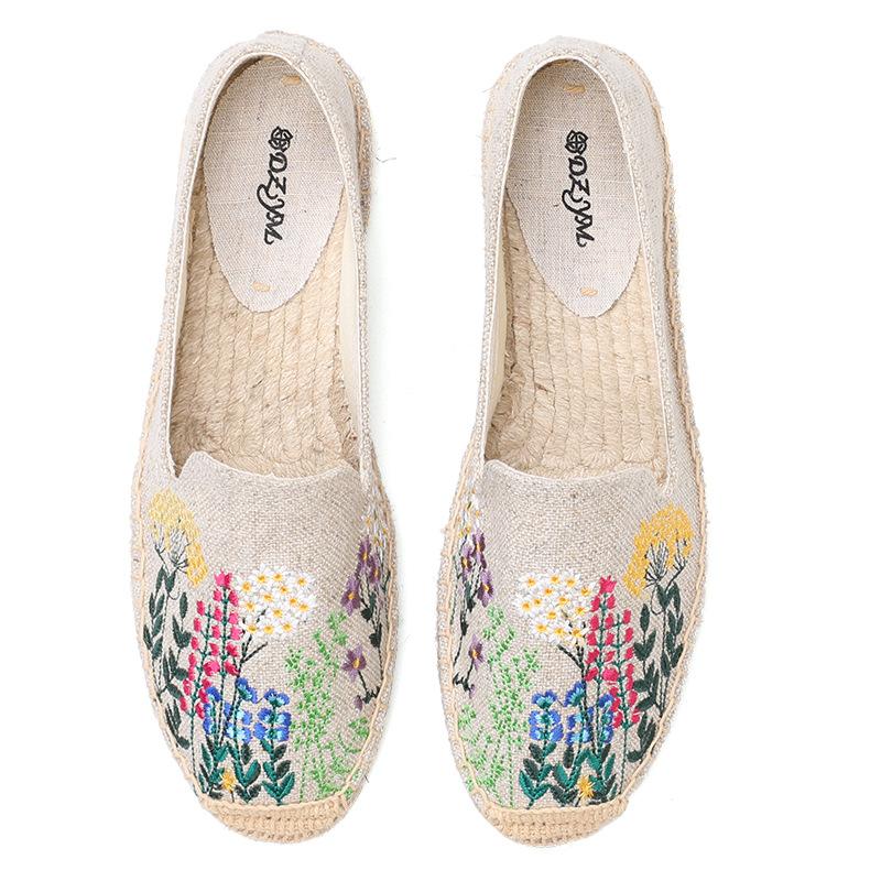 

Espadrilles Women s Casual Flats Shoes with Embroidered Hemp Flat Platform, Round Toe Spring/Autumn Comfortable 39