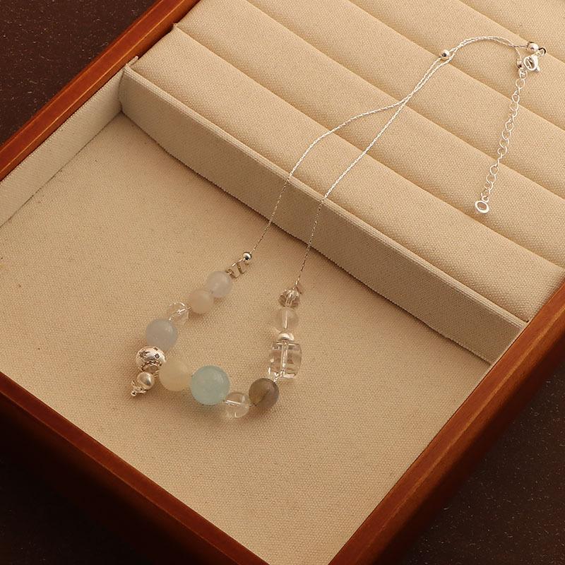 Amethyst Duobao Powder Crystal Freshwater Pearl Necklace Crystal Ball Pendant Neck Chain Simple Necklace
