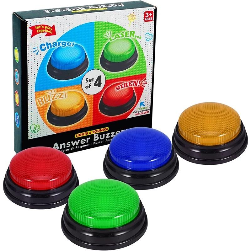 4pcs Answer Buzzers for Kids Adults Family Game Interactive Game Show Buzzer with Lights Sounds for Friends Fun Party Games