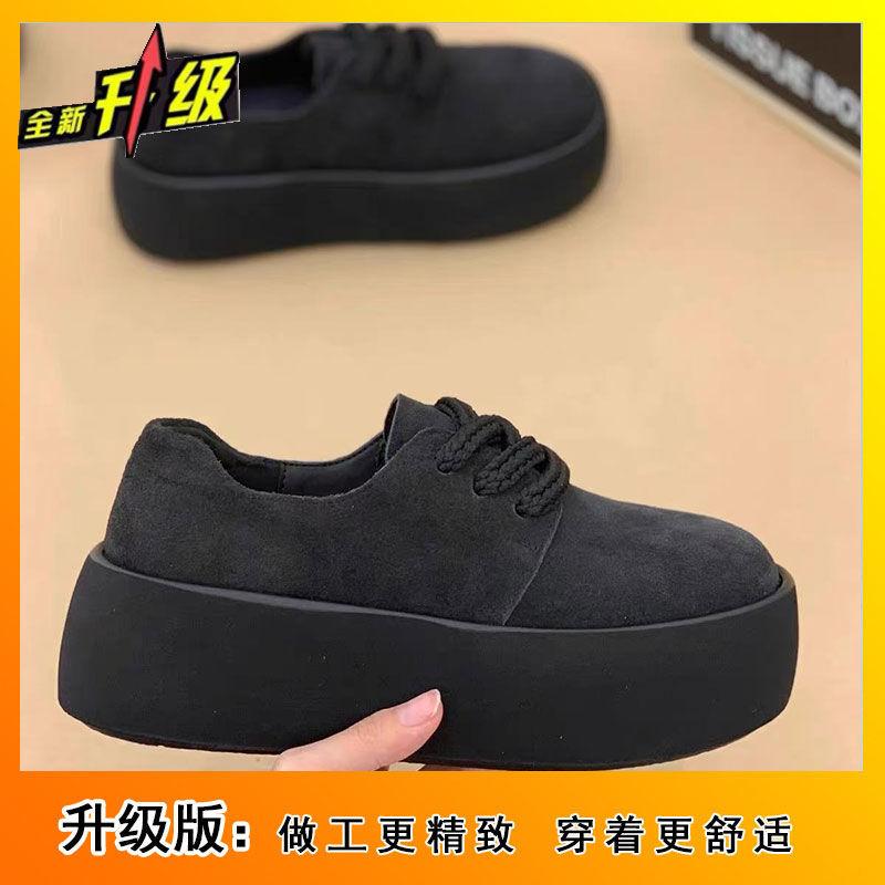 

Thick-soled winter new round head big head versatile low-top lace-up doll head shoes women 35
