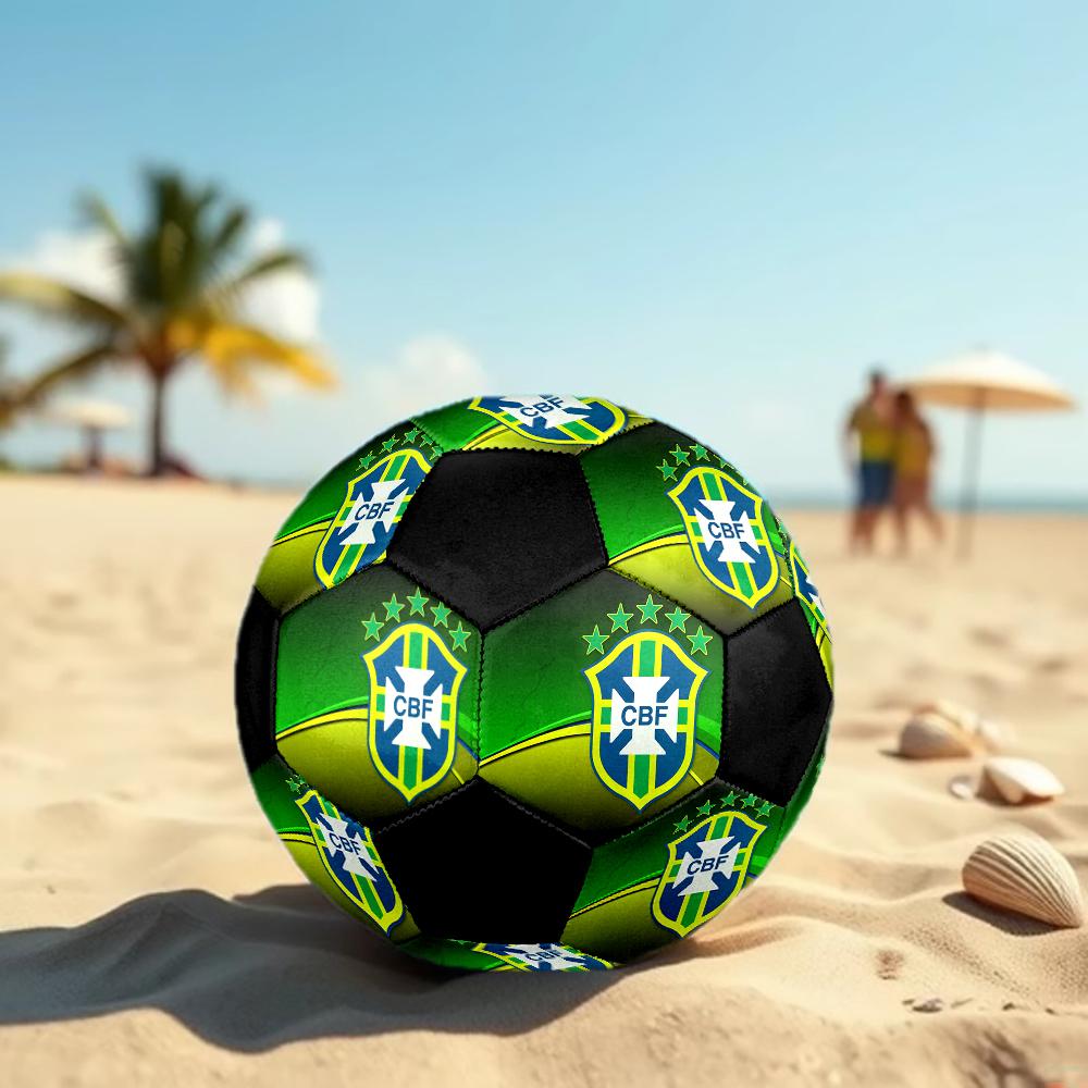 SIZE 5 Brazil National Football Team Soccer Ball Colorful All Ages Machine Stitched PVC Competition Ready Durable High-Bounce