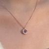 Beautiful Trendy Zinc Alloy Gold Plated Purple Zircon Pendant Link Chain Necklace Women's Everyday Jewelry Gift Collection