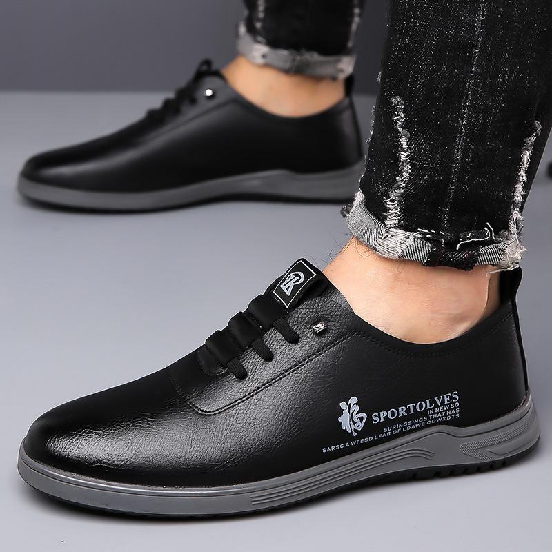 Wholesale spring and autumn casual men's shoes new men's leather shoes soft sole soft surface one pedal casual shoes