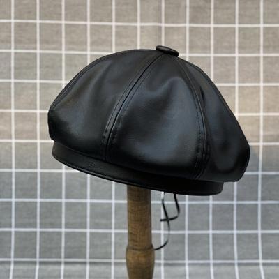 Large Size Man Leather Beret Lady PU Octagon Hat Girl Small Painter Cap Woman Plus Size Pumpkin Hats 54cm 56cm 57.5cm 60cm