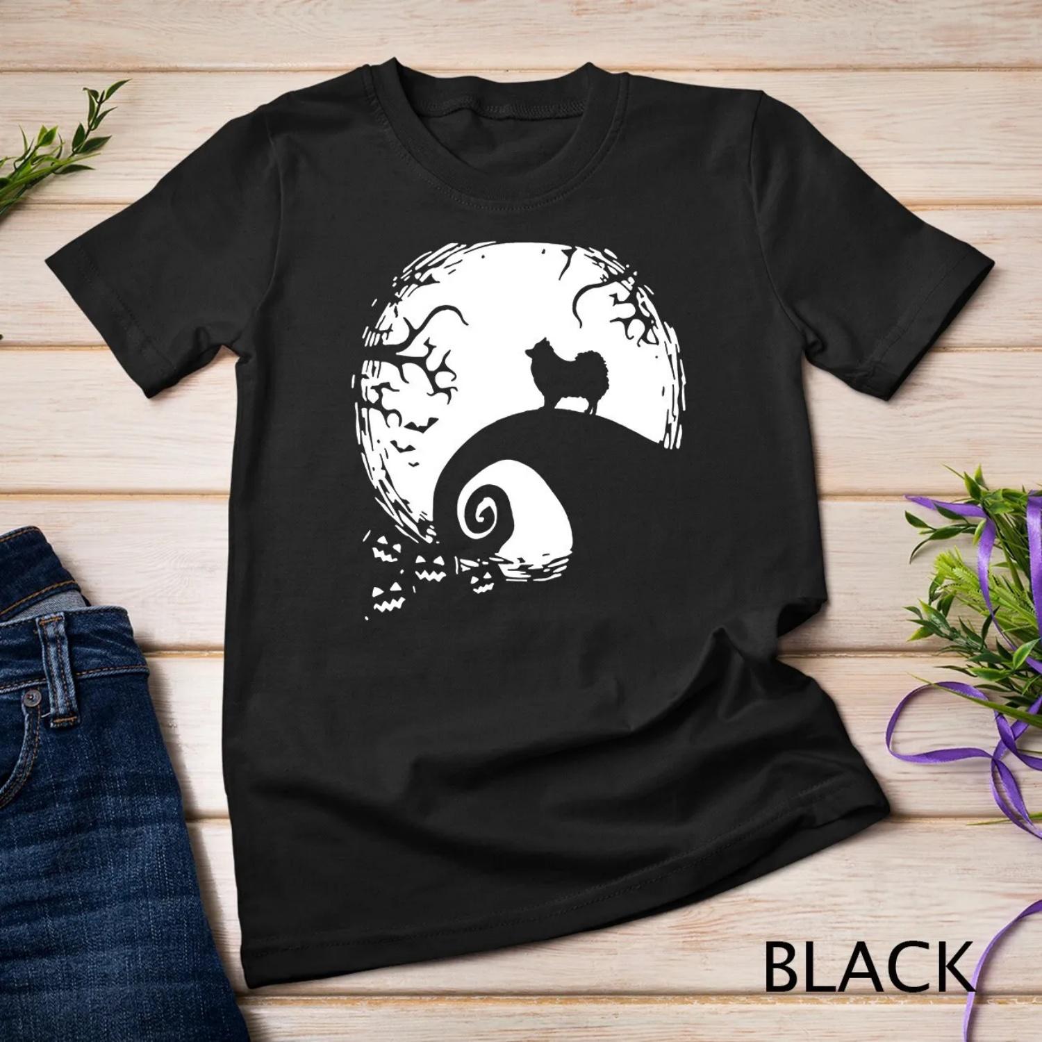 Pomeranian With Moon Halloween T shirt S чёрный