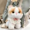 Portable Hanging Plush Pendant Interactive Cat Keychain, Wagging Tail & Meowing Kitten Soft Plushie with Sound Metal Clip, Cute Bag Charm, Comfort