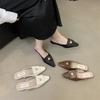 Baotou Half Slippers Women's Summer Wear 2025 New Fashion Camellia One Pedal Pointed Head Low Heel Sandals Non-slip