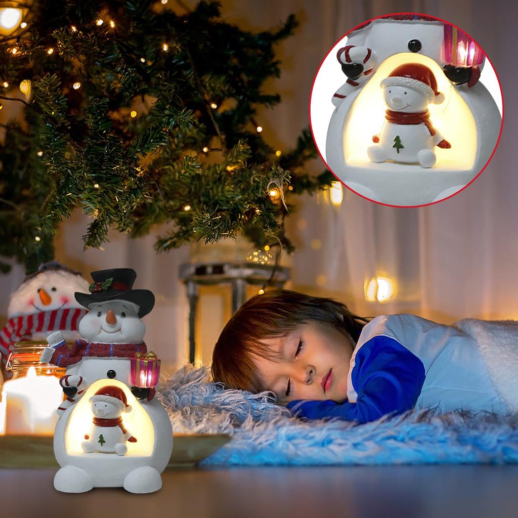 Christmas Snowman Resin Night Light, Decorative Retro Christmas Tree Night Light