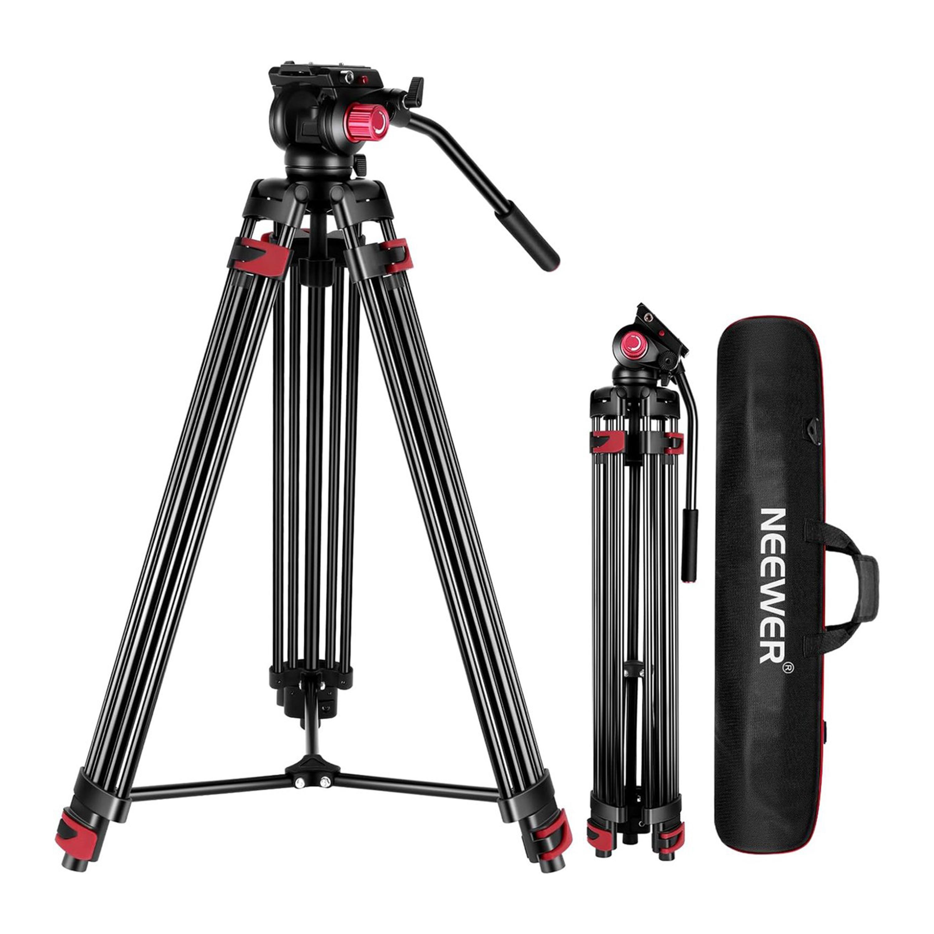 NEEWER TP-M200-200 cm Videostativ, stabiles Kamera-Stativ aus Aluminiumlegierung mit 360° Fluidneiger, Schnellwechselplatte kompatibel mit Canon, Nikon, Sony