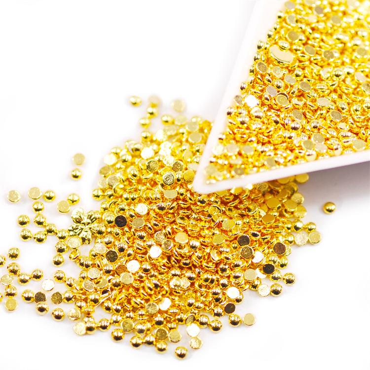 Hisenlee 1.5MM Gold Silver Half Round Flatback Metal Loose Rhinestones 10000Pcs/Bag Made Alloy Garment Decoration