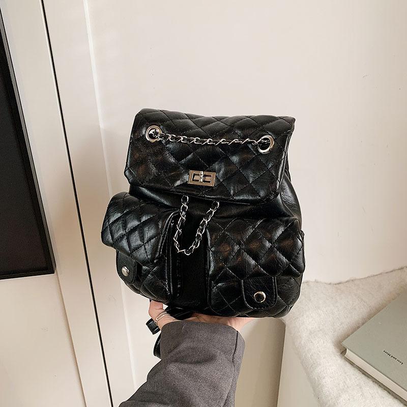 

Рюкзак Женский рюкзак Женский 2025 Новый модный дизайн Чувство Путешествия Легкий Цепь Школьная сумка чёрный