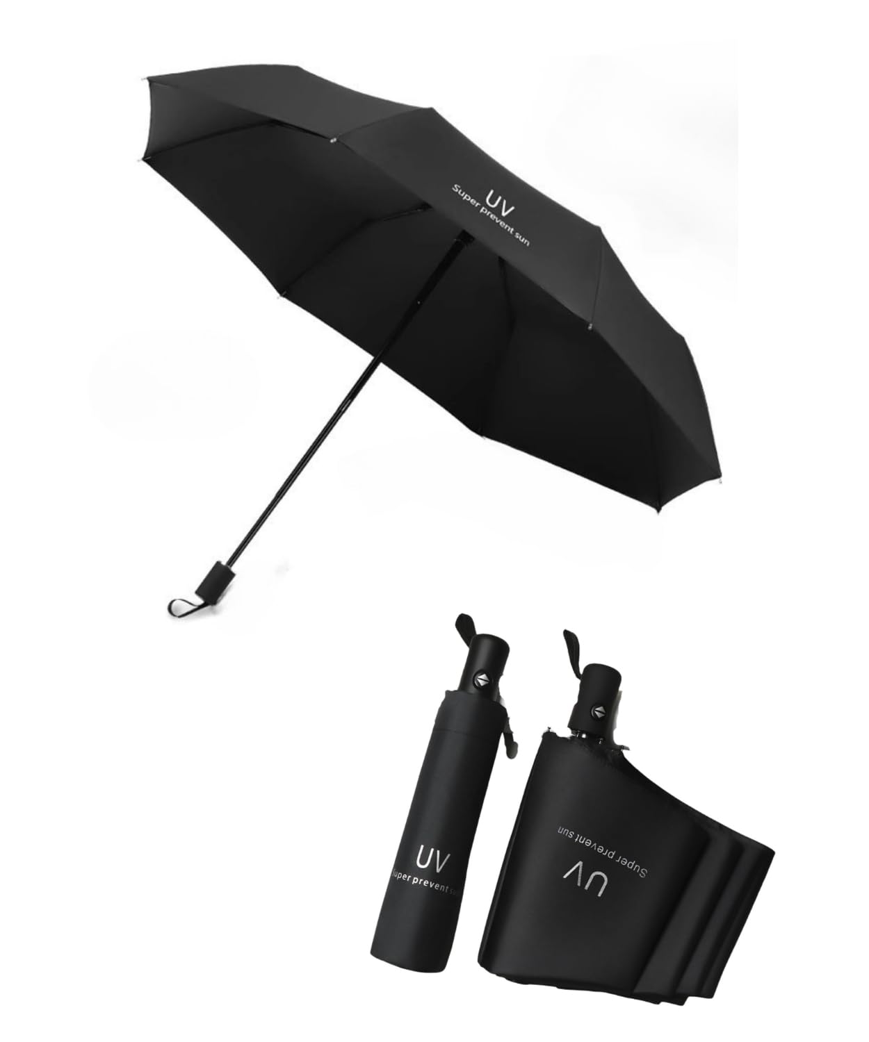 

Все Зонты Большой Складной Зонт с УФ Подходит для Солнца и Автоматический Черный и Титановый и Стильный Женский Защита, Дождь, Открыть/Закрыть, чёрный