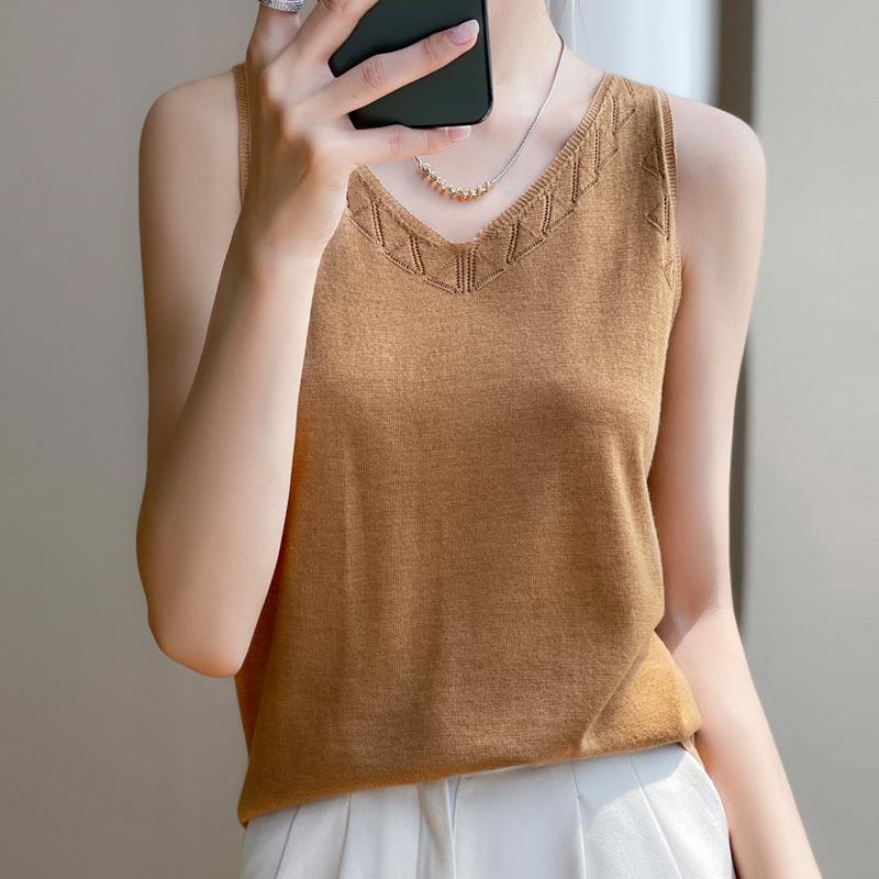 Women's worsted wool mulberry silk vest, Qinghe cashmere, 50% wool 50% mulberry silk, winter knitted pullover autumn sweater cashmere sweater