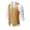 Men Waistcoat V-neck Sleeveless Single Breasted Vest Coat Shiny Sequins Daily Parties Nightclubs Vest Coat