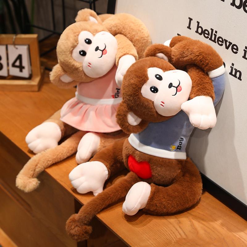 Cartoon 60/80CM Couple Long-armed Monkeys Love Butt Funny Soft Home Decor Pillow Dolls Boys Girls Birthday Memorial Day Gifts