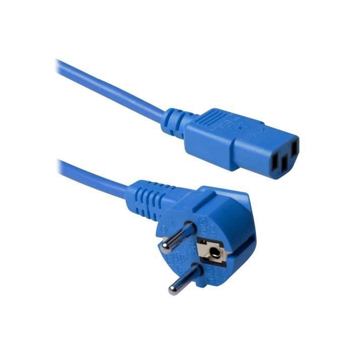 ACT Câble d'alimentation IEC 60320 C13 pour CEE 7-7 (M) CA 230 V 1.8 m connecteur à 90° RAL 5012