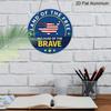 2D Flat, 1pc Round Aluminum "Land of The Free Because of The Brave" Patriotic Metal Sign, USA Map & American Flag Design, Waterproof & Durable, Easy