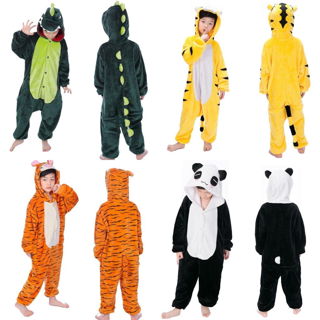 Adorable Animal Flannel Pyjamas For Kids Featuring Cozy Onesie Sleepwear With Pockets
