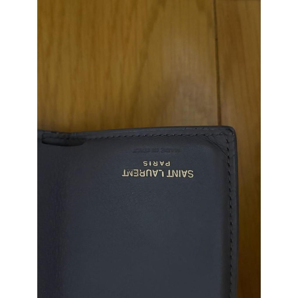 Used SAINT LAURENT YSL Logo Trifold Wallet Black Gold Hardware