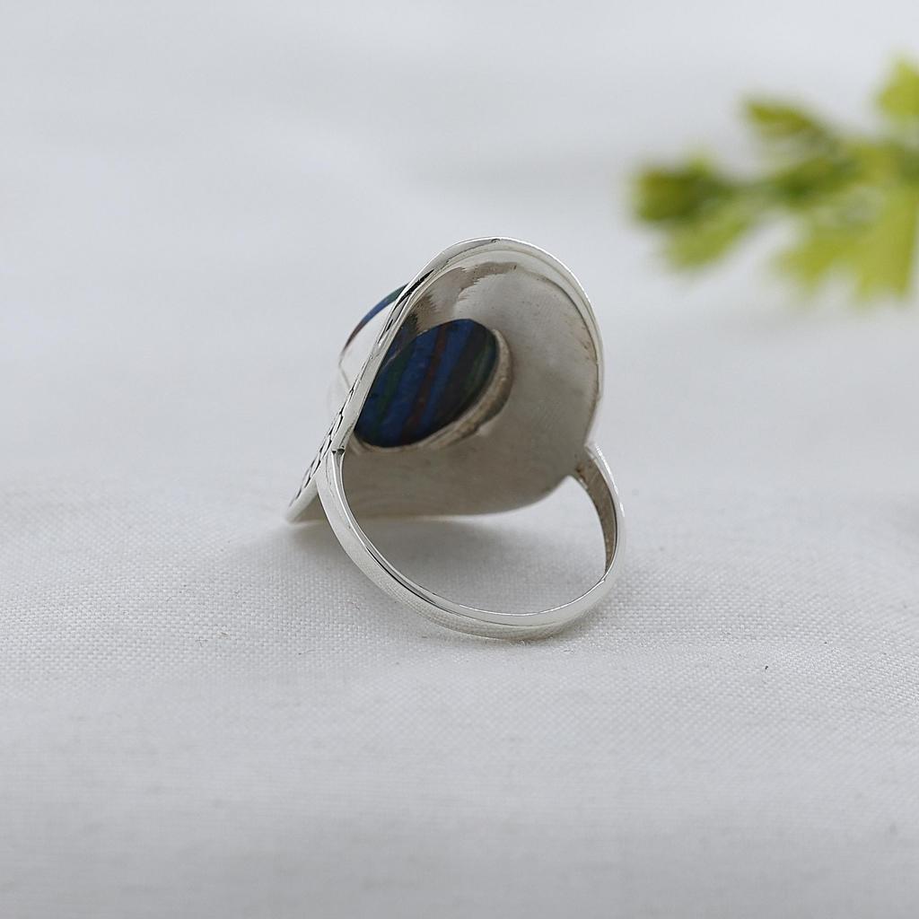 Rainbow Calsilica Silver Ring, Pure 925 Sterling Silver Handmade Jewelry, Silver Women Jewelry Ar8943