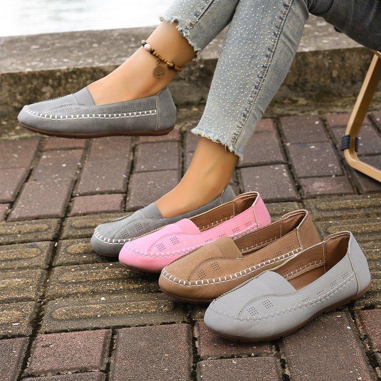 Large Size Shallow Mouth Flat Heel Soft Sole Comfortable and Casual Autumn European and American Round Head Single Shoes Women