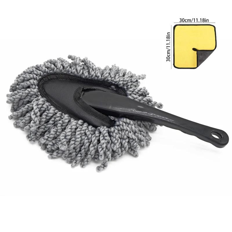

2PCS Car Collector Cleaning Tools Duster Mop Bristles Dust Cleaner Microfiber Auto Exterior Interior Clean Wash Brush