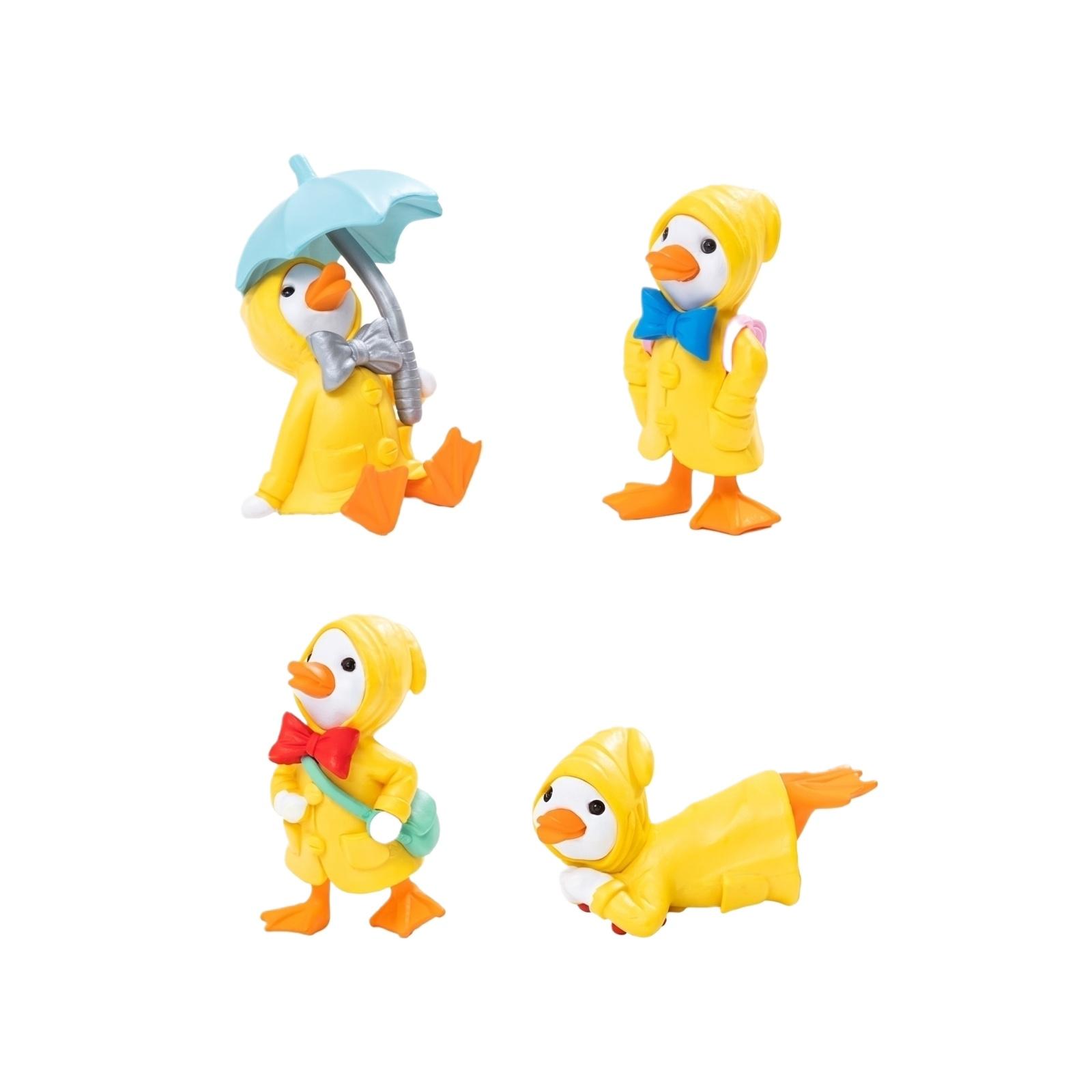 

Set of 4 Small Duck Figurines with Raincoat and Accessories Miniature Decorative Garden Ornaments for DIY Terrariums and Indoor Outdoor Use One Size жёлтый