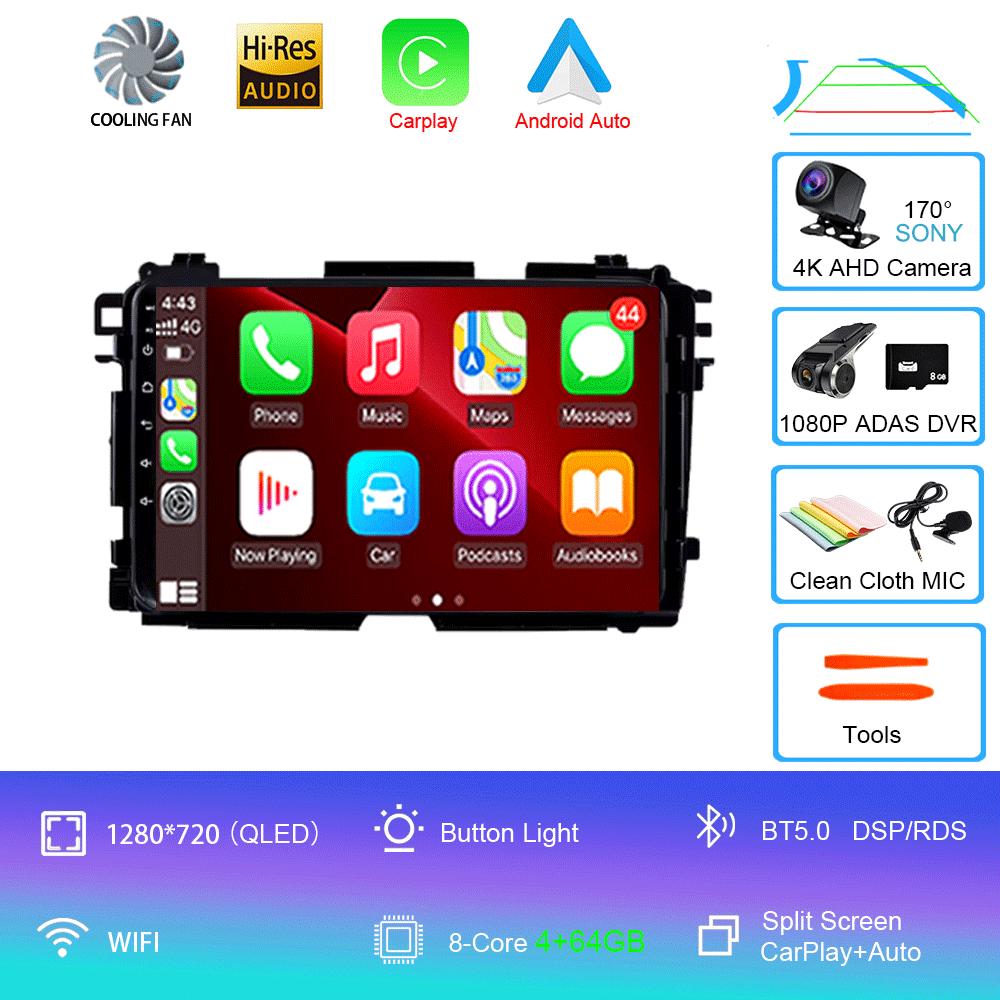 Android 14 2Din GPS Bluetooth Multimedia Player For Honda HR-V HRV XRV Vezel 2013-2019 Car Radio Dual Cameras 360 Camera Carplay