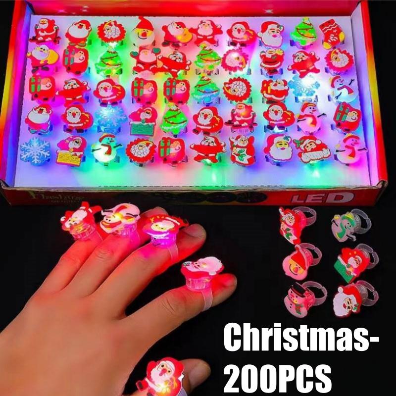Glowing LED Finger Rings Halloween Christmas Party Favors Light Up Flashing Adjustable Fun Props Kids Adults