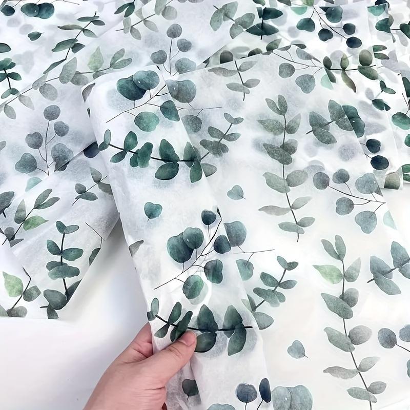 50 Eucalyptus Gift Wrapping Paper Towels - Translucent Recyclable, Chic Botanical Design, Perfect for Weddings and Birthdays, 20 "x 14"