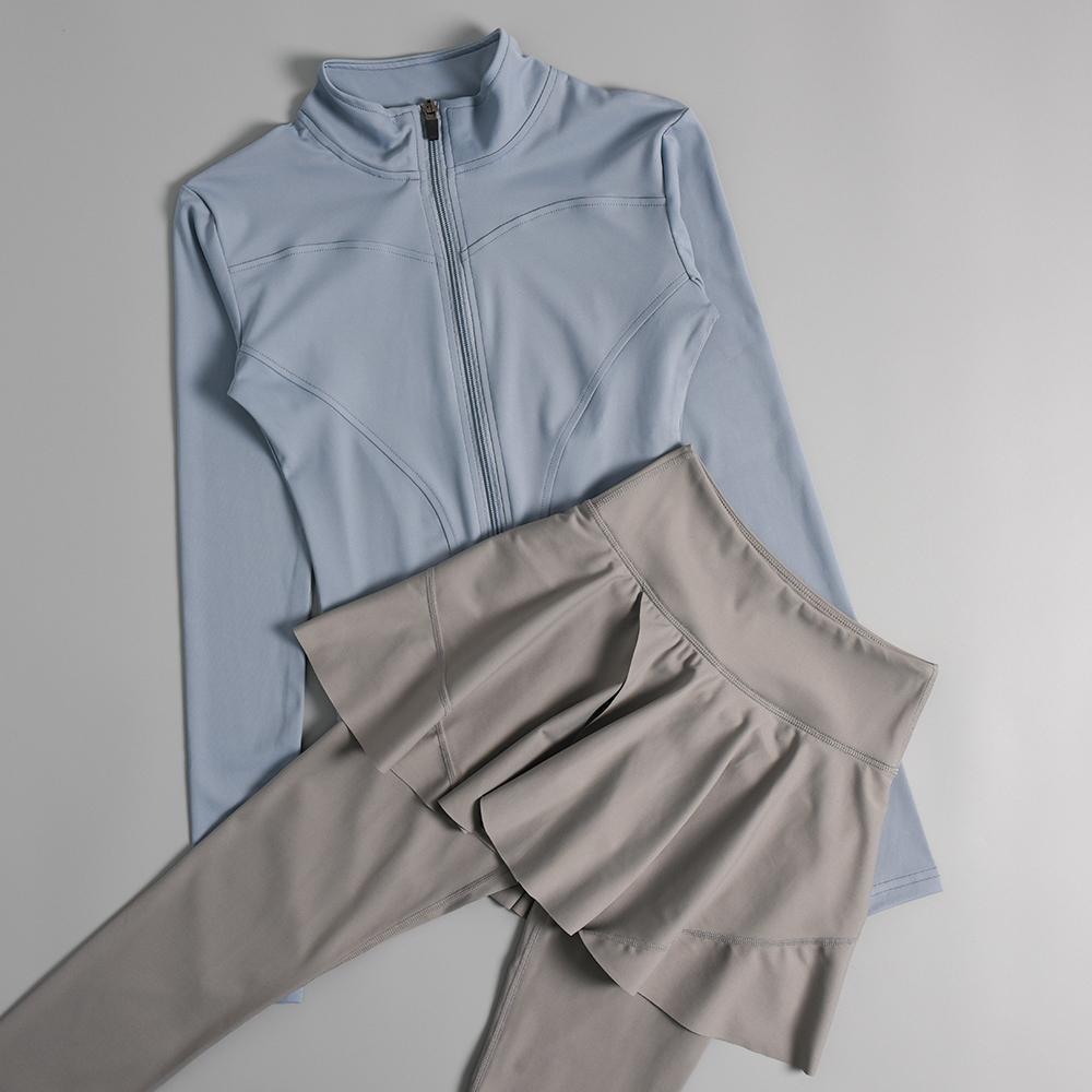 Women's Slim Fit Long Sleeve Sports Suit - Autumn/Winter Gym & Yoga Wear with Round Neck Jacket