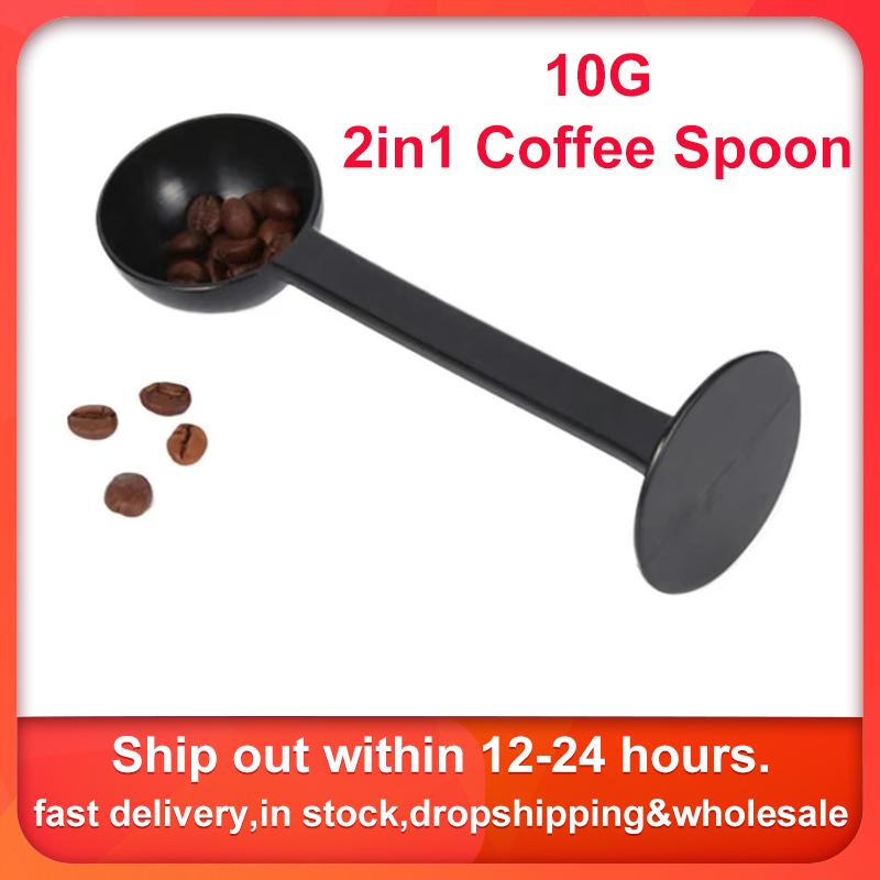 Kitchen Gadgets Coffee Spoon Tamping Scoop 2in1 Coffee Powder Coffeeware Measuring Tamper Spoon Plastic Kitchen Accessories