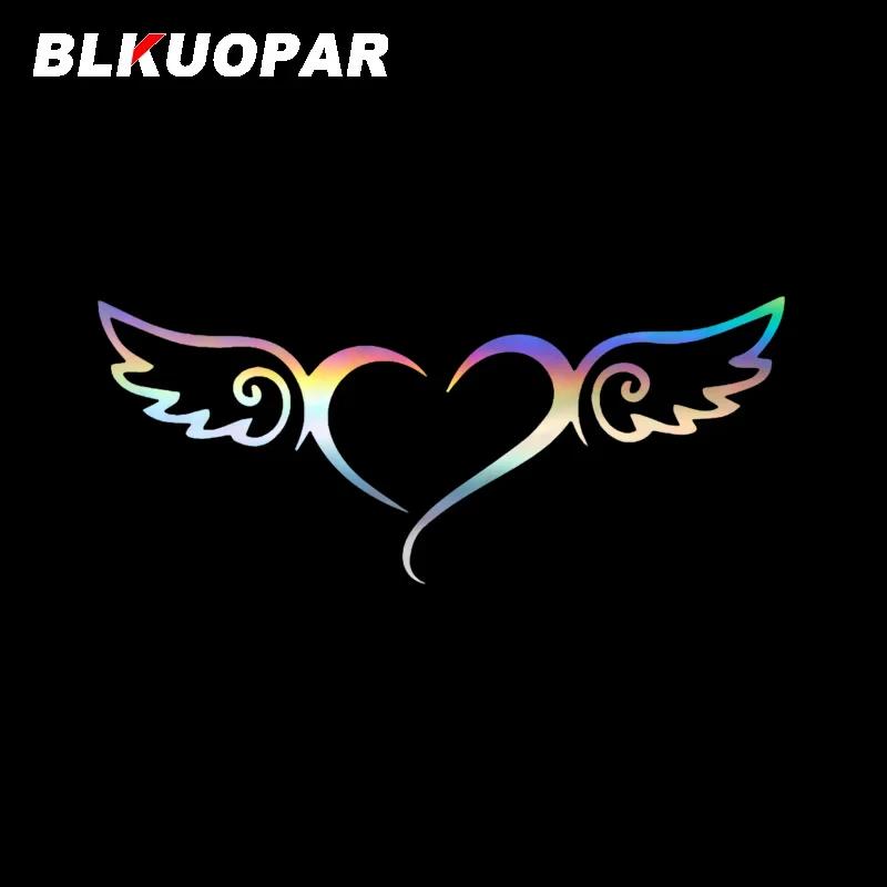 BLKUOPAR Heart Angel Wings Car Stickers Personality Laser Decal Scratch-Proof Die Cut Laptop Refrigerator Car Decoration