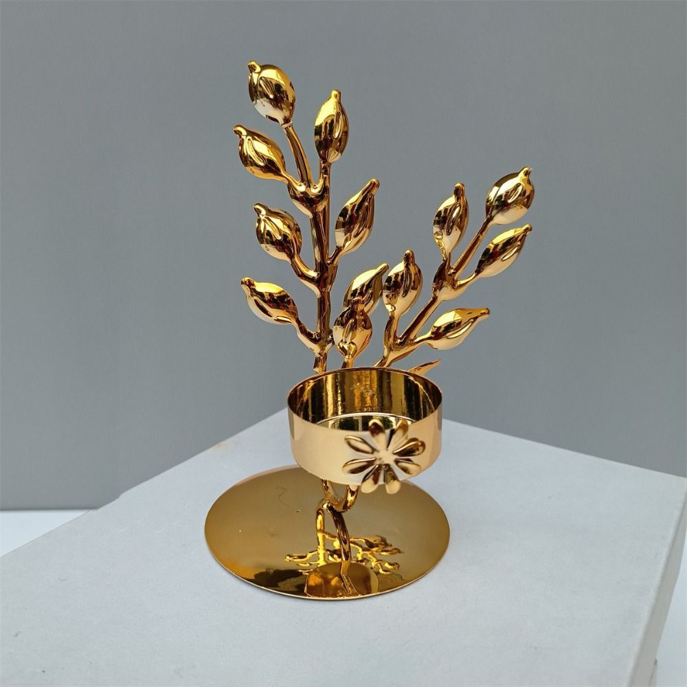 

Exquisite Nordic Candle Holder Light Luxury Metal Candlestick Ginkgo Candle Holder Birthday Style 4