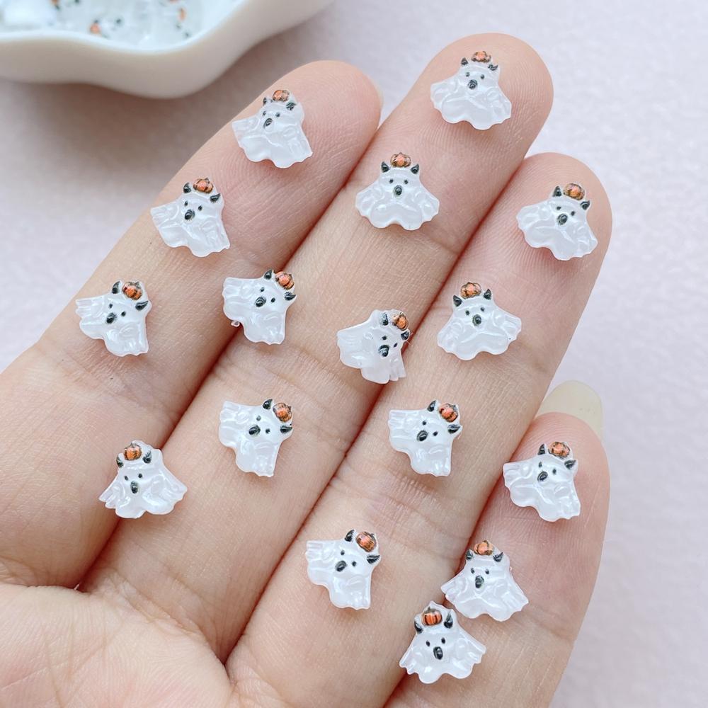 100PCS Halloween 3D Nail Art Decoration Charms Supplies Kawaii Cartoon Halloween Series Accessories Resin Parts Manicure Decor