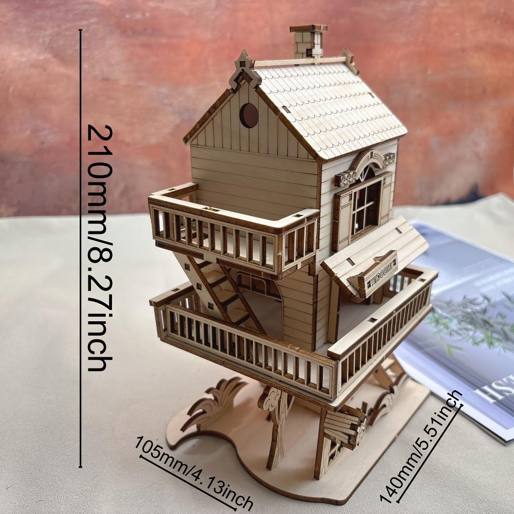 3D Yapboz Ev Ağaç Ev Villa Model Kiti Kendin Yap Bebek Evi Yapı Modeli El Sanatları Doğum Günü Noel Hediyesi Yetişkinler Gençler İçin