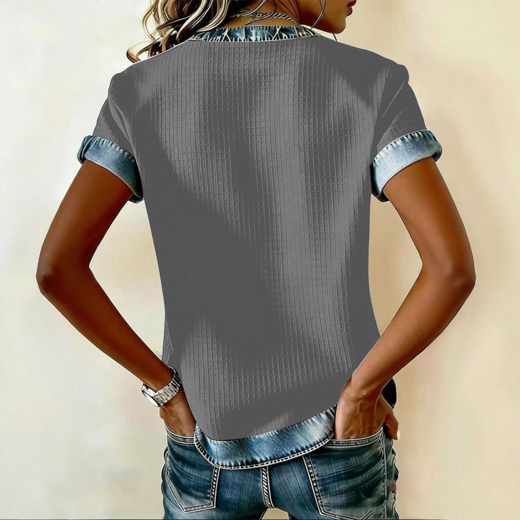 Top casual alla moda da donna con stampa di lettere