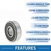 Motoforti 6304DDU Deep Groove Ball Bearings 20x52x15mm P4 Double Rubber Seal Lubricated Bearings Car Scooter Skateboard Wheel