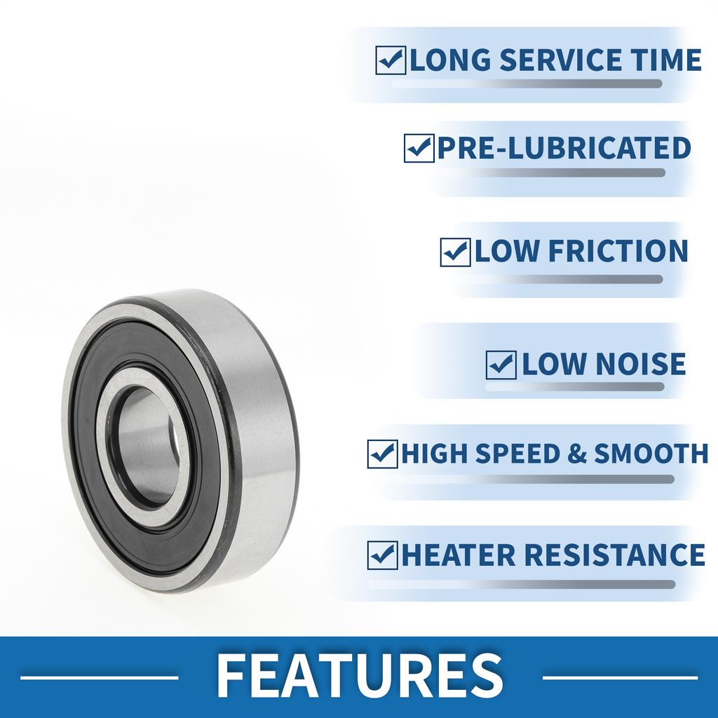 Motoforti 6304DDU Deep Groove Ball Bearings 20x52x15mm P4 Double Rubber Seal Lubricated Bearings Car Scooter Skateboard Wheel