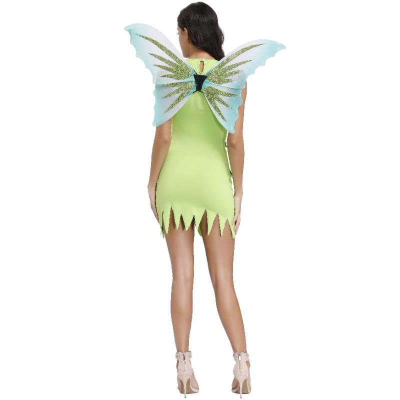M-XL Halloween Butterfly Fairy Cosplay Magic Green Forest Elf Flower Fairy Angel Costume