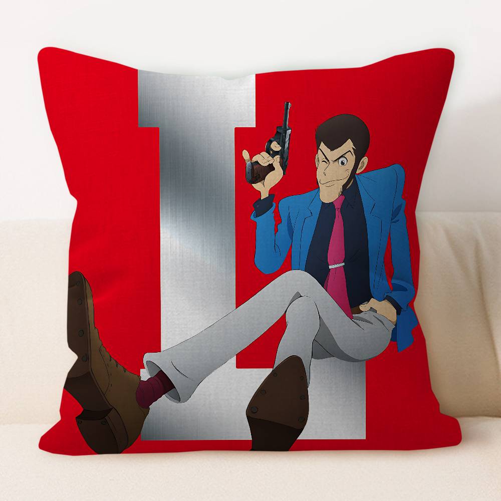 

L-Lupin The Third Pillow Covers Cartoon Sofa Decorative Home Double-sided Printing Short Plush Cute Cushion Cover 12x12Inch