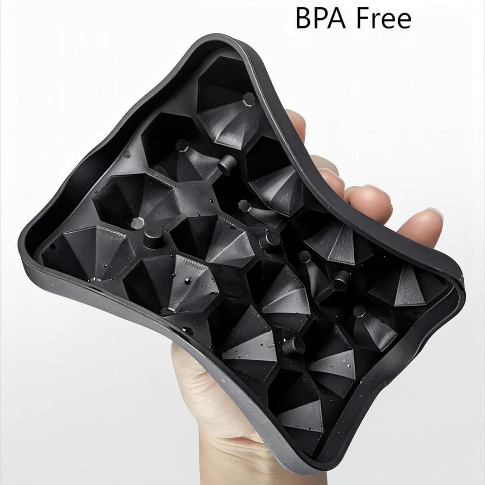 Winzige Diamant-Eisformen Lustige Formen, Silikon Mini Diamantförmige Eiswürfelbehälter 16 Würfel, Leicht zu lösen, BPA-frei und stapelbar,